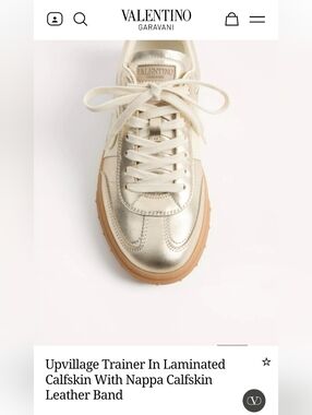 Valentino Upvillage Trainer In Gold & Cream EUC Sz 38.5